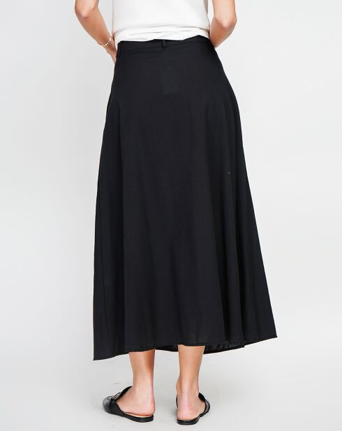 Zwarte rok van linnenmix in witte kleur