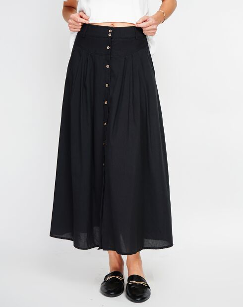 Zwarte rok van linnenmix in witte kleur