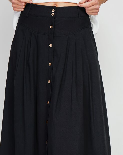 Zwarte rok van linnenmix in witte kleur