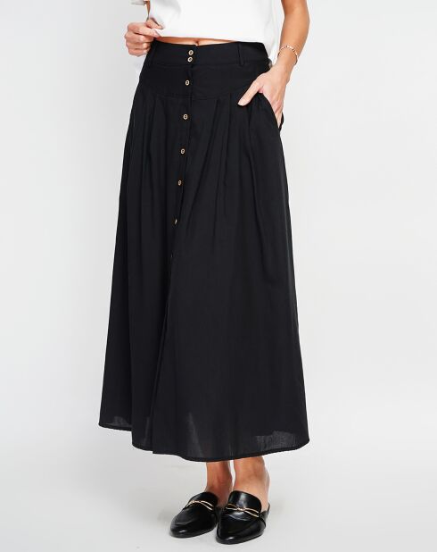 Zwarte rok van linnenmix in witte kleur