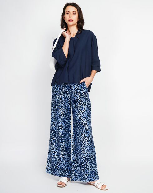 Juliette blauwe jeansbroek van linnenmix