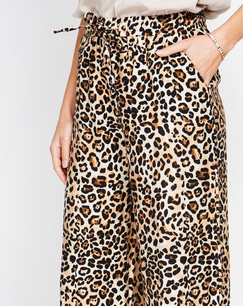 Juliette broek van kamelenmix van linnenmix