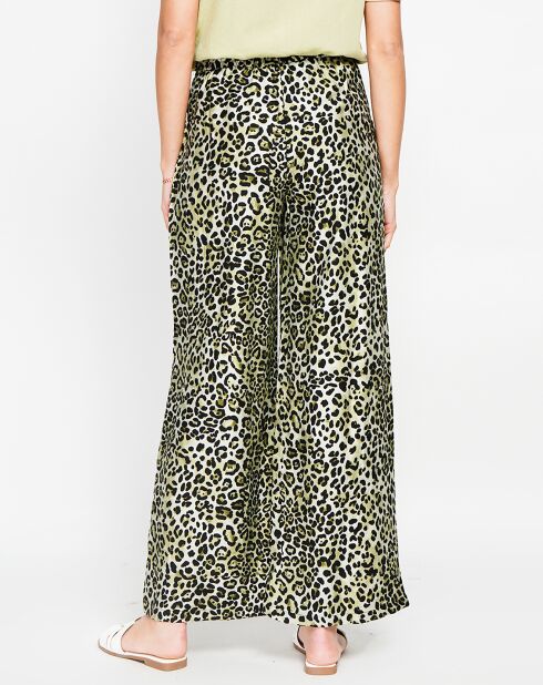 Hellkhakifarbene Hose Juliette aus Leinenmischung