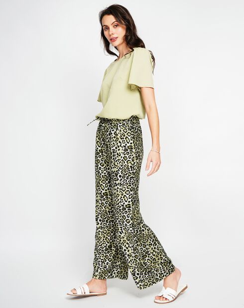 Hellkhakifarbene Hose Juliette aus Leinenmischung