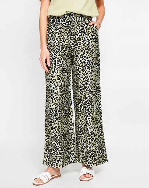 Hellkhakifarbene Hose Juliette aus Leinenmischung