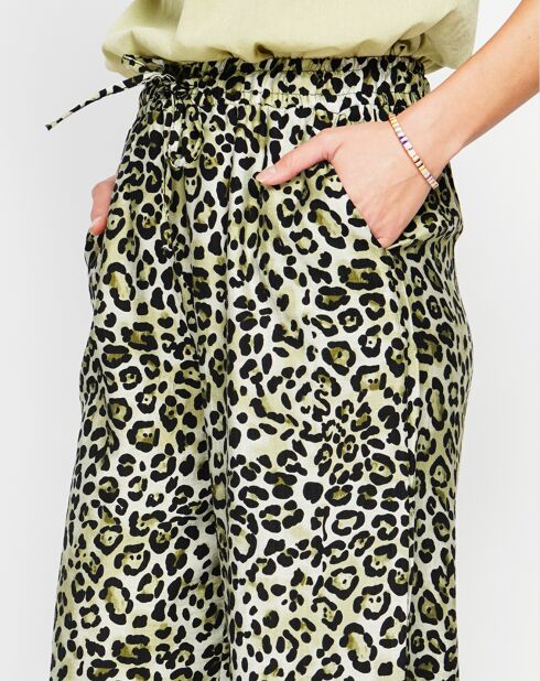 Hellkhakifarbene Hose Juliette aus Leinenmischung