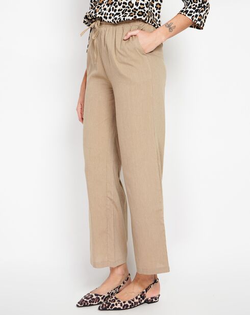 Judith camelfarbene Hose aus Leinenmischung