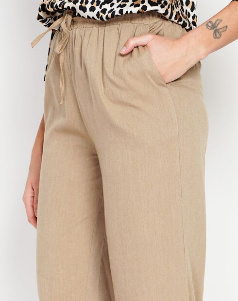 Judith camelfarbene Hose aus Leinenmischung
