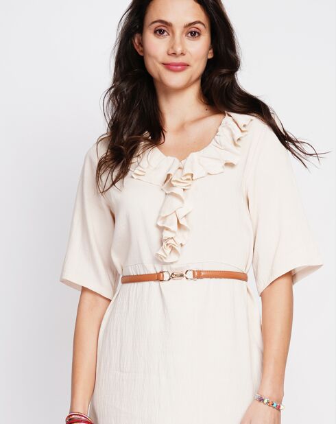 Margot beige jurk van linnenmix