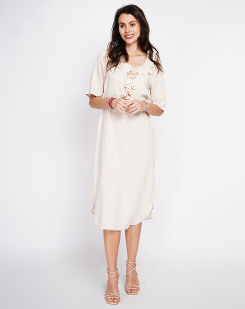Margot beige jurk van linnenmix