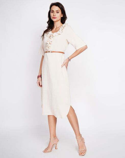 Margot beige jurk van linnenmix