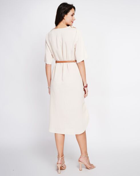 Margot beige jurk van linnenmix