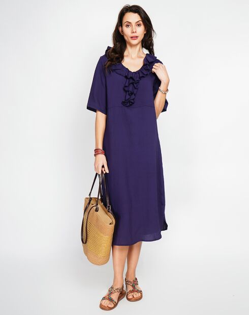 Margot marineblauwe jurk van linnenmix