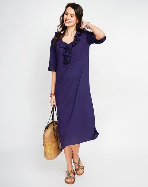 Margot marineblauwe jurk van linnenmix