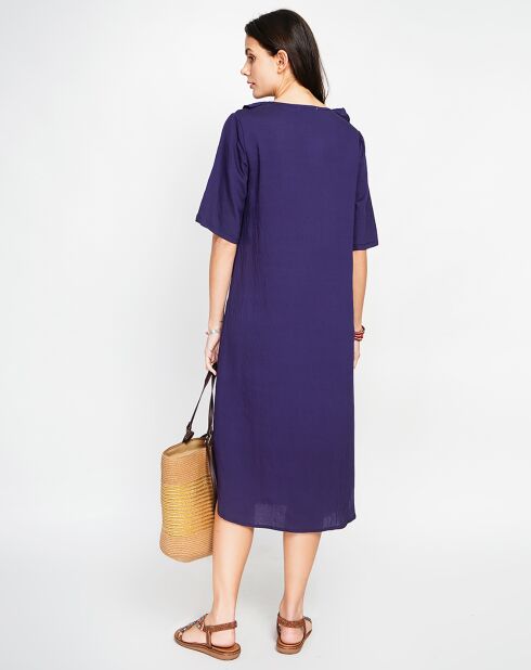 Margot marineblauwe jurk van linnenmix