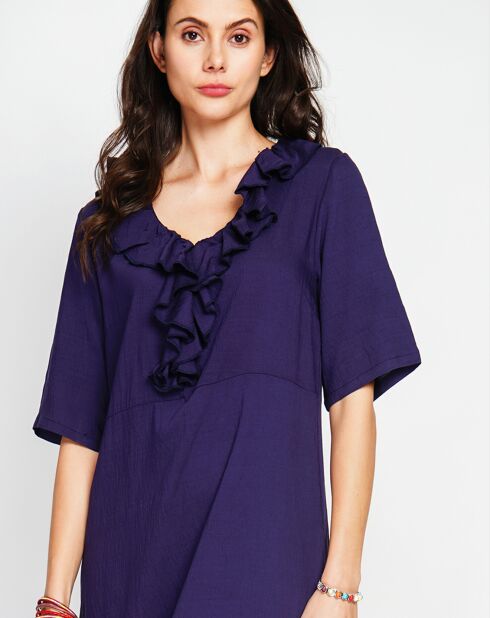 Margot marineblauwe jurk van linnenmix