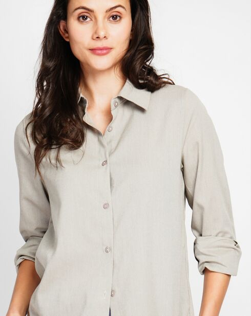 Beiges Hemd Marie aus Leinenmischung