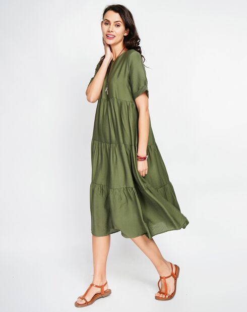 Robe en Lin mélangé Lucia kaki