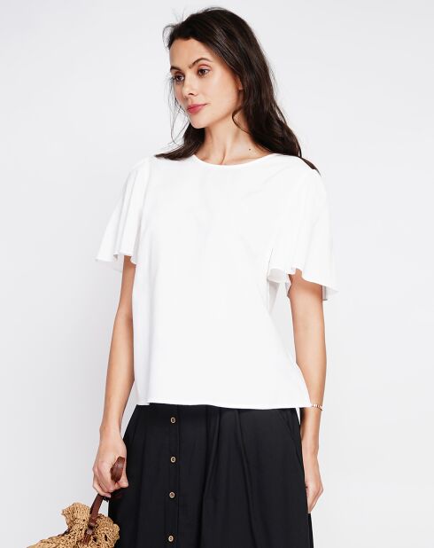 Witte top van linnenmix Mila