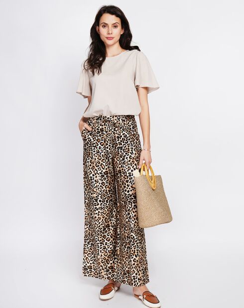 Beigefarbenes Top Mila aus Leinenmischung