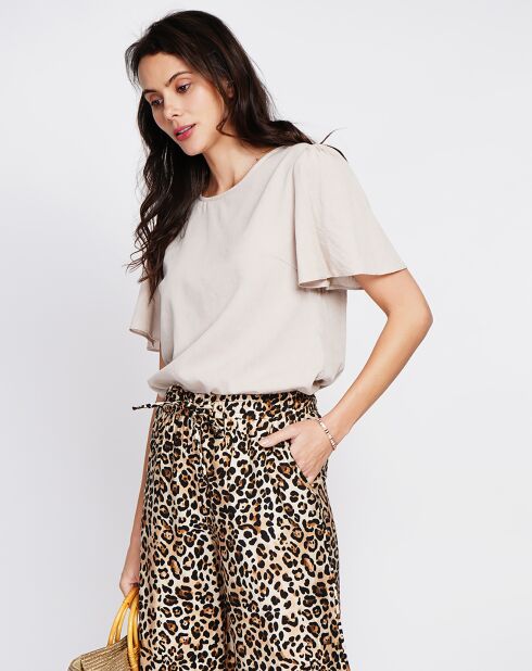 Beigefarbenes Top Mila aus Leinenmischung