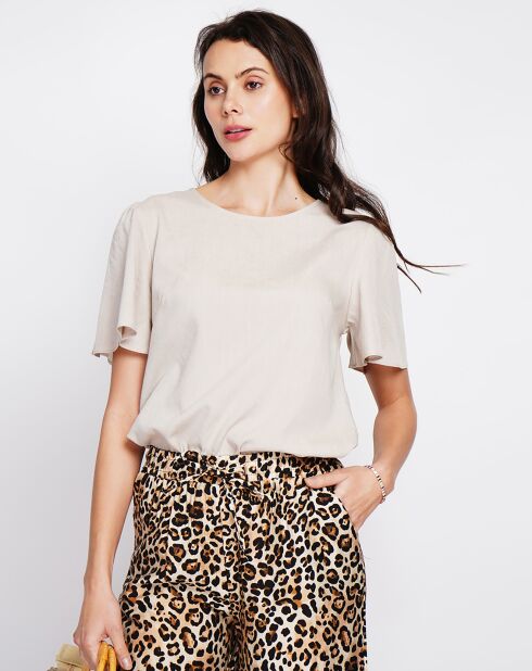 Beigefarbenes Top Mila aus Leinenmischung