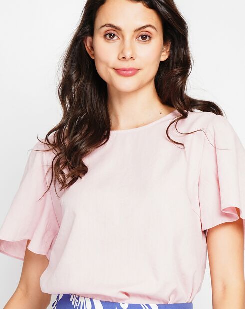 Mila Top aus Leinenmischung in Puderrosa