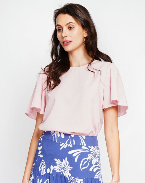 Mila Top aus Leinenmischung in Puderrosa