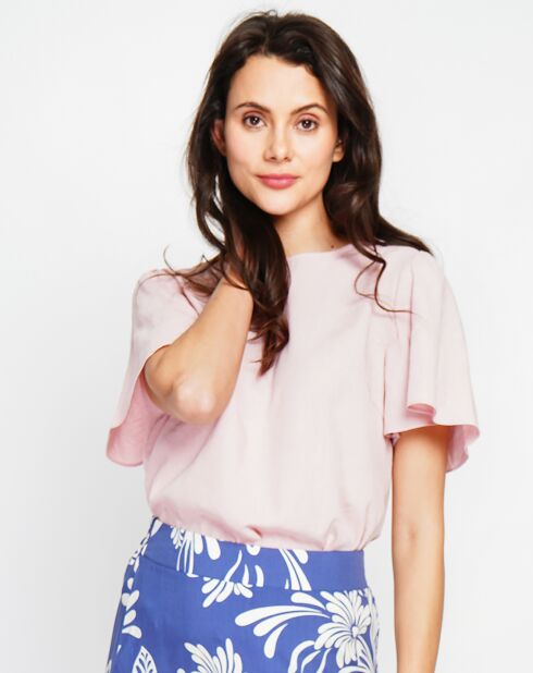 Mila Top aus Leinenmischung in Puderrosa