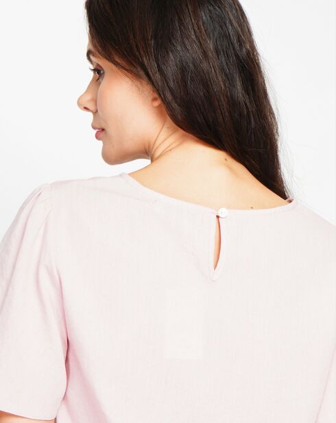 Mila Top aus Leinenmischung in Puderrosa