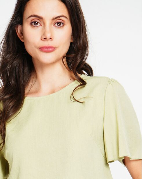 Top en Lin mélangé Mila vert anis