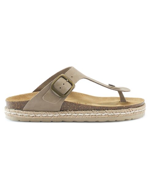 Sandales en Velours de Cuir Gala taupe