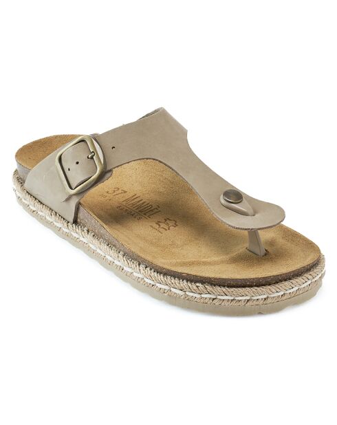 Sandales en Velours de Cuir Gala taupe
