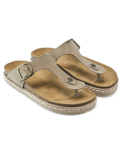 Sandales en Velours de Cuir Gala taupe