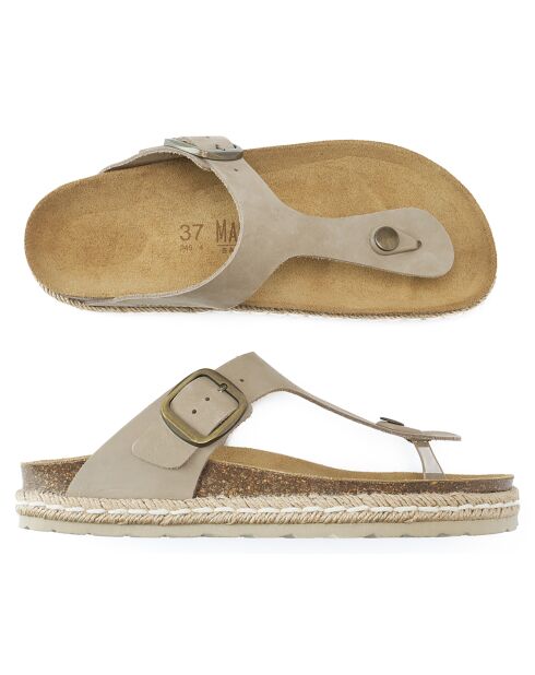 Sandales en Velours de Cuir Gala taupe