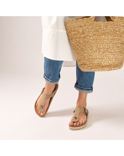Sandales en Velours de Cuir Gala taupe
