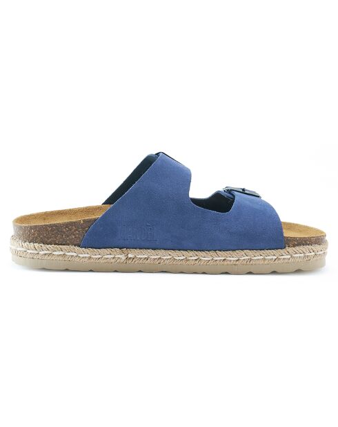 Ana muiltjes van velours en leer van denim