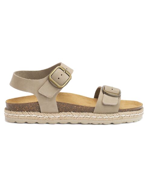 Sandalen Ines aus taupefarbenem Samt aus Leder