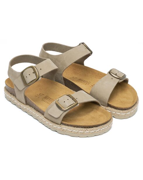 Sandales en Velours de Cuir Ines taupe