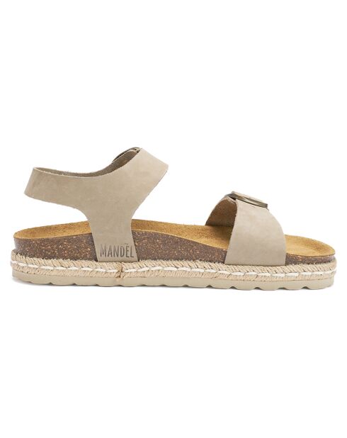 Sandales en Velours de Cuir Ines taupe