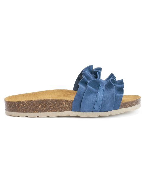 Mules en Velours de Cuir Sofia denim