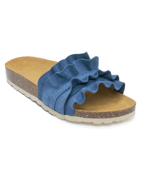 Mules en Velours de Cuir Sofia denim