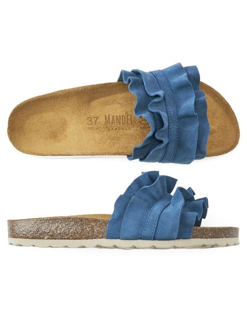 Mules en Velours de Cuir Sofia denim