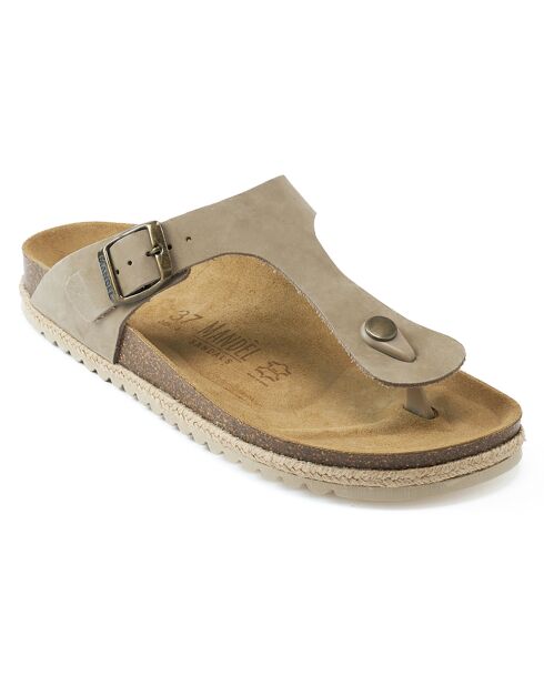 Sandales en Cuir Blanca taupe