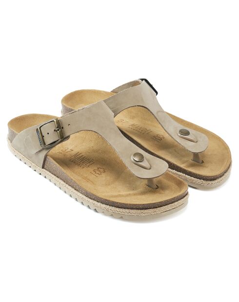 Sandales en Cuir Blanca taupe
