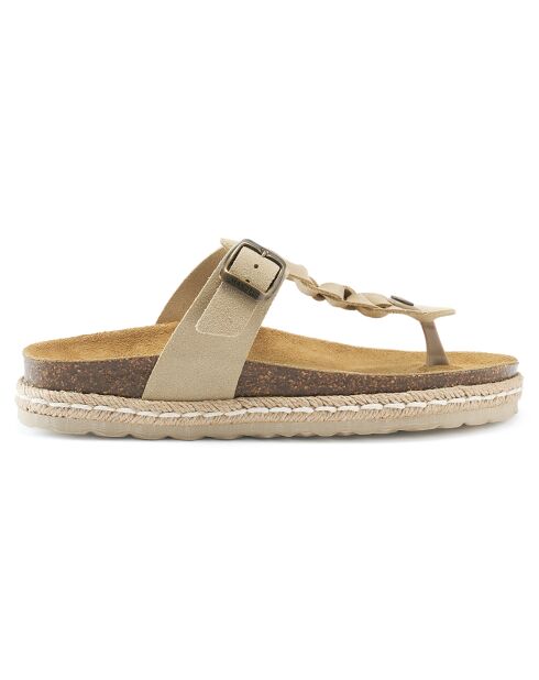 Sandales en Velours de Cuir Luna beiges