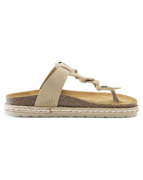 Sandales en Velours de Cuir Luna beiges