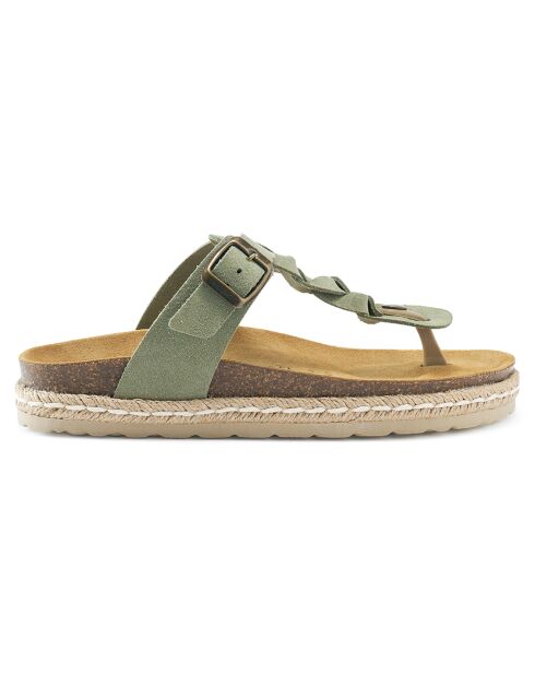 Sandales en Velours de Cuir Luna vertes