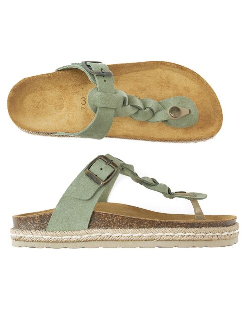 Sandales en Velours de Cuir Luna vertes