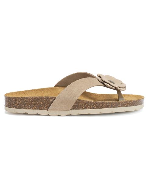 Sandales en Velours de Cuir Lene taupe